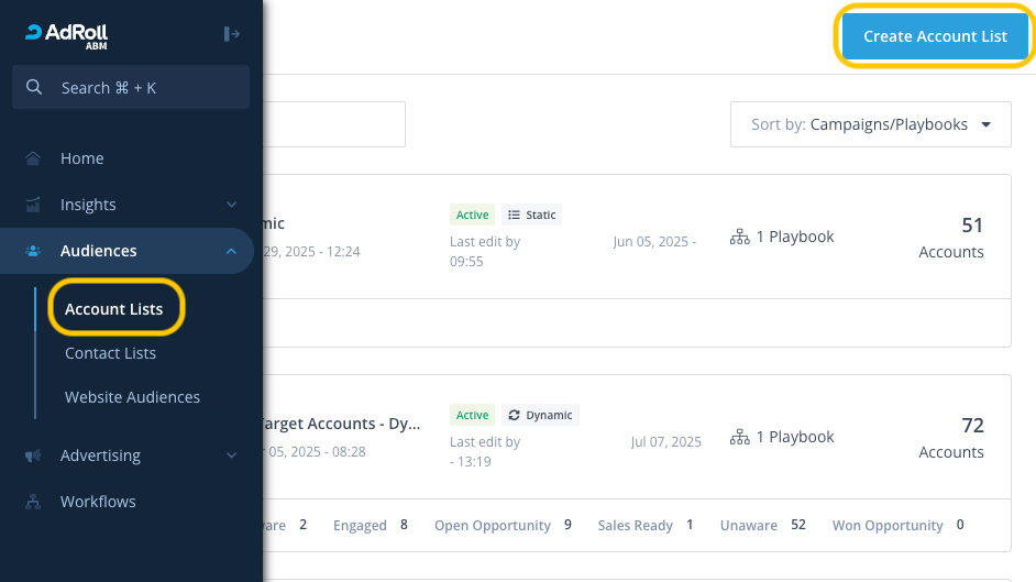 Account lists